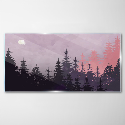 Sunset in the forest Glass art print