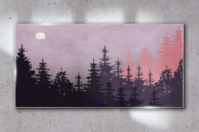 Sunset in the forest Glass art print