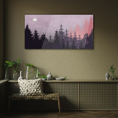 Sunset in the forest Glass art print