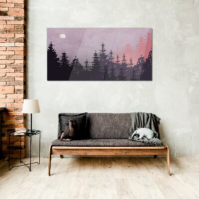 Sunset in the forest Glass art print