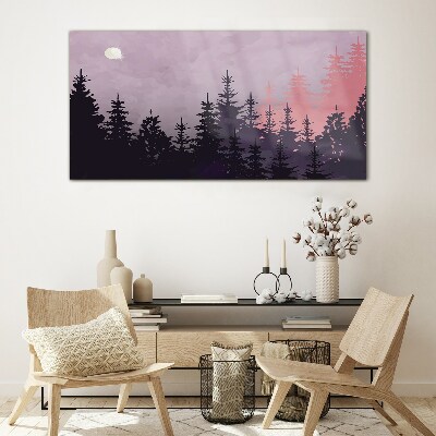 Sunset in the forest Glass art print