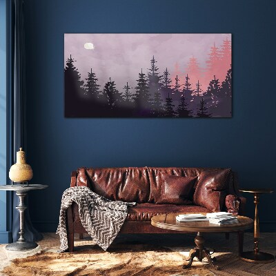 Sunset in the forest Glass art print