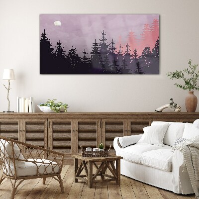 Sunset in the forest Glass art print