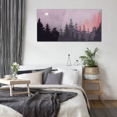 Sunset in the forest Glass art print