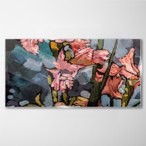 Floral landscape in shades of pink Glass art print