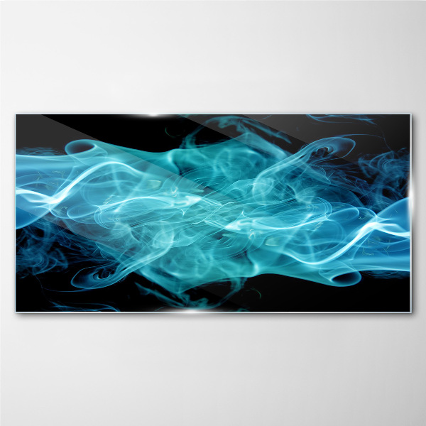 A wave of blue smoke Wall art on glass