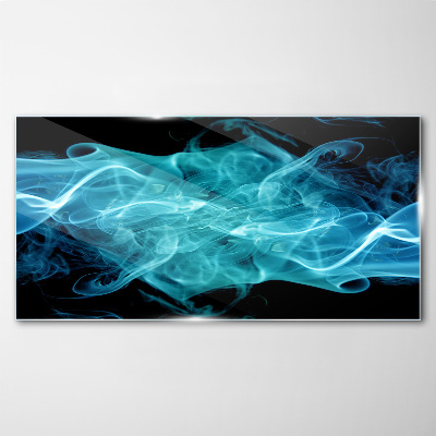 A wave of blue smoke Wall art on glass