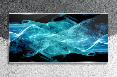 A wave of blue smoke Wall art on glass