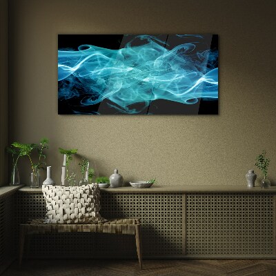 A wave of blue smoke Wall art on glass