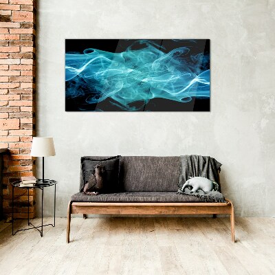 A wave of blue smoke Wall art on glass