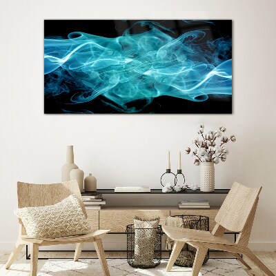 A wave of blue smoke Wall art on glass