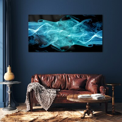 A wave of blue smoke Wall art on glass