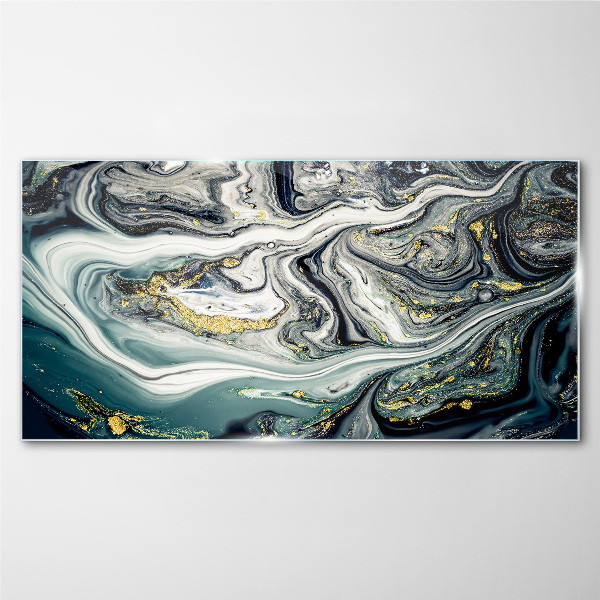 Golden veins in the sea depths Glass art print
