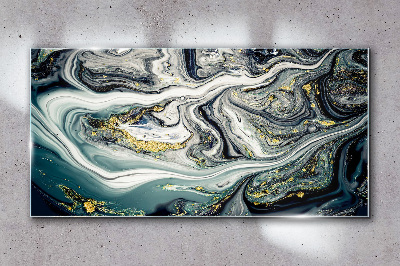 Golden veins in the sea depths Glass art print