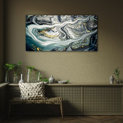 Golden veins in the sea depths Glass art print