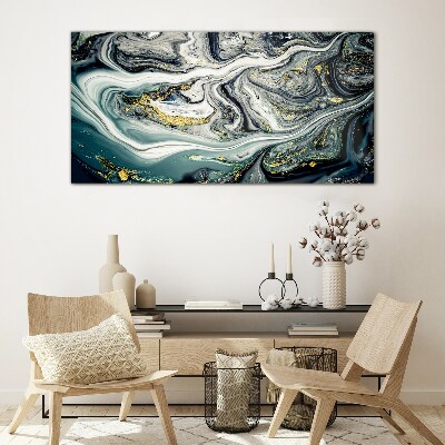 Golden veins in the sea depths Glass art print