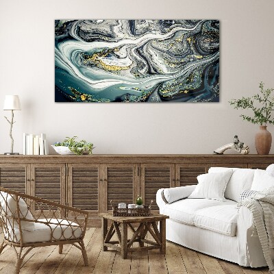 Golden veins in the sea depths Glass art print