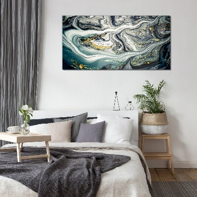 Golden veins in the sea depths Glass art print