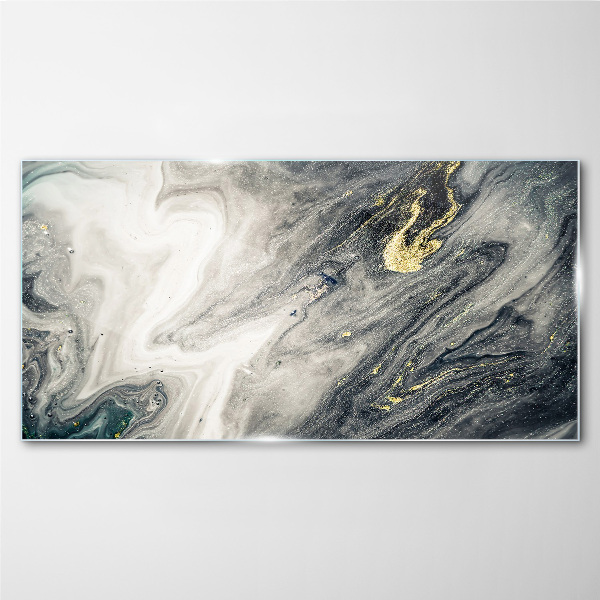 Golden streaks in the sea depths Wall art on glass