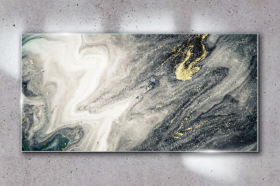 Golden streaks in the sea depths Wall art on glass