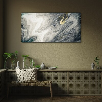 Golden streaks in the sea depths Wall art on glass