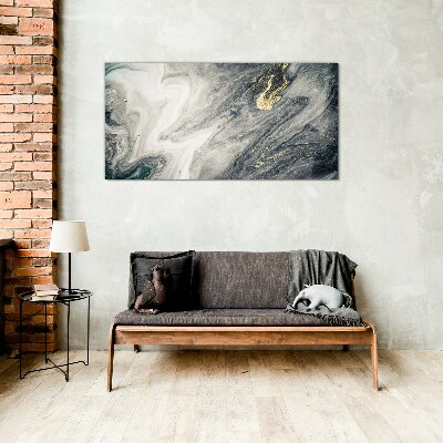 Golden streaks in the sea depths Wall art on glass