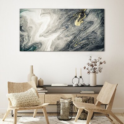 Golden streaks in the sea depths Wall art on glass