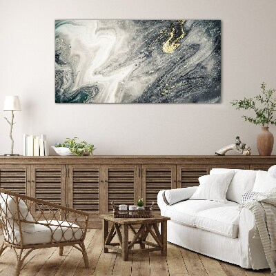 Golden streaks in the sea depths Wall art on glass