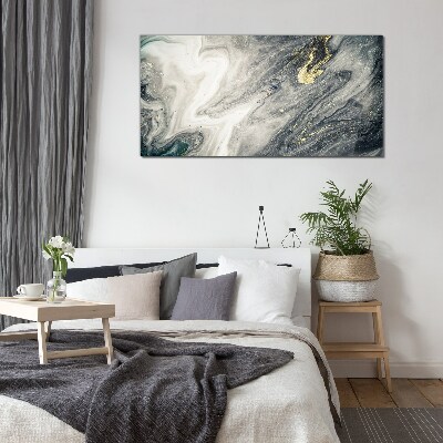 Golden streaks in the sea depths Wall art on glass