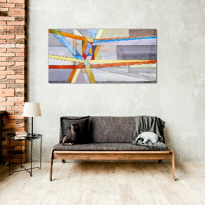 Geometry of colored lines Glass art print