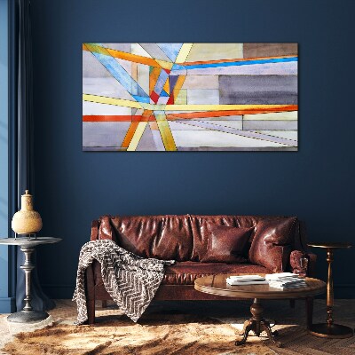 Geometry of colored lines Glass art print