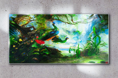 The Mysterious World of Peacock Birds Wall art on glass
