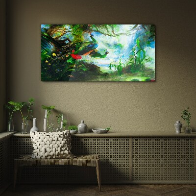 The Mysterious World of Peacock Birds Wall art on glass