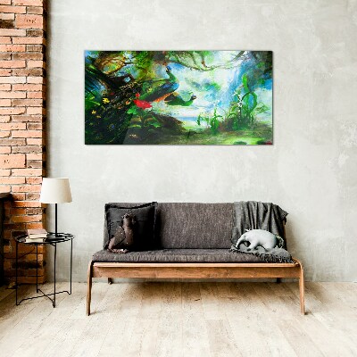 The Mysterious World of Peacock Birds Wall art on glass
