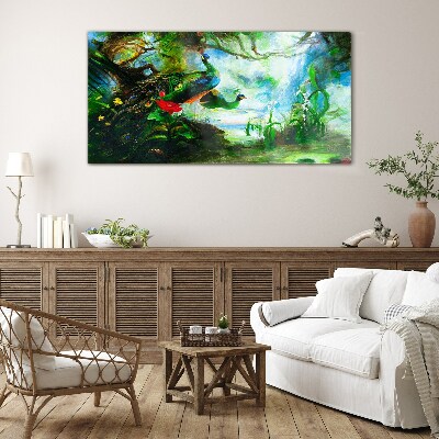 The Mysterious World of Peacock Birds Wall art on glass
