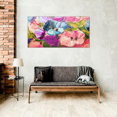 A floral riot of colors Glass art print