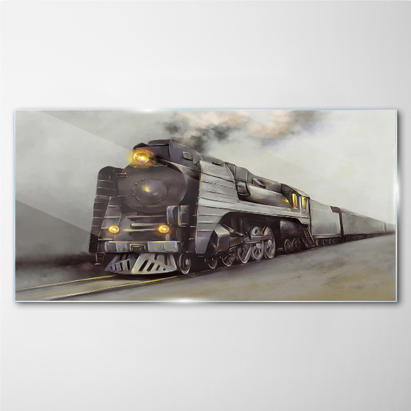 A steam locomotive on its way to the past Wall art on glass
