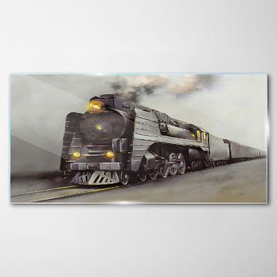 A steam locomotive on its way to the past Wall art on glass