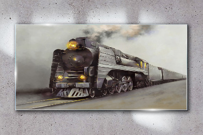 A steam locomotive on its way to the past Wall art on glass