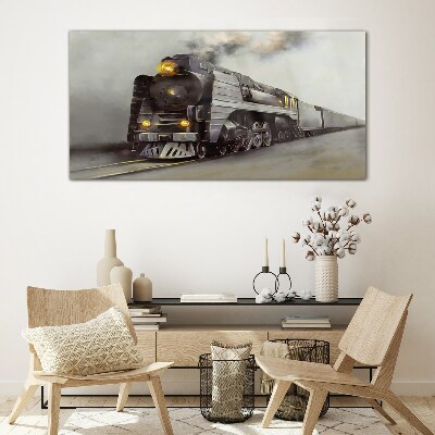 A steam locomotive on its way to the past Wall art on glass
