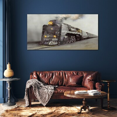 A steam locomotive on its way to the past Wall art on glass