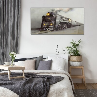 A steam locomotive on its way to the past Wall art on glass