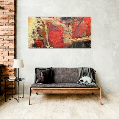 Abstract landscape with intense colors Glass art print