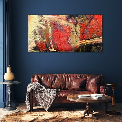 Abstract landscape with intense colors Glass art print