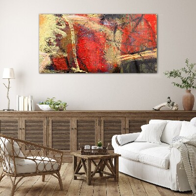 Abstract landscape with intense colors Glass art print