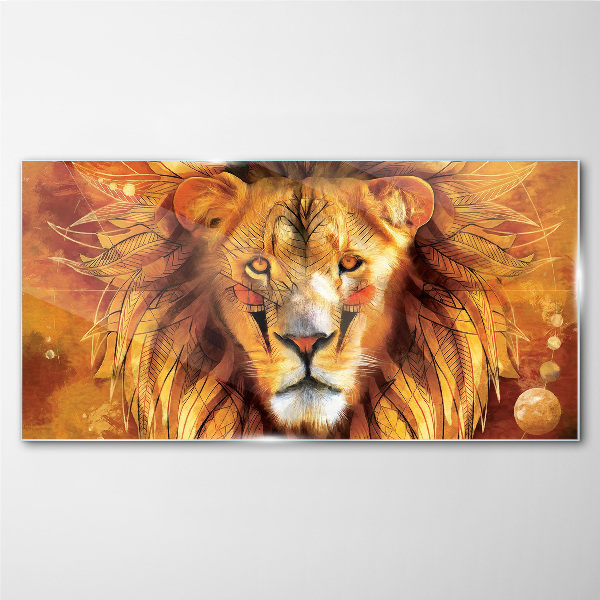 Lion in Golden Majesty Glass art print