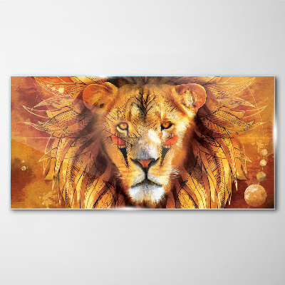 Lion in Golden Majesty Glass art print