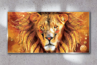 Lion in Golden Majesty Glass art print