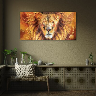 Lion in Golden Majesty Glass art print