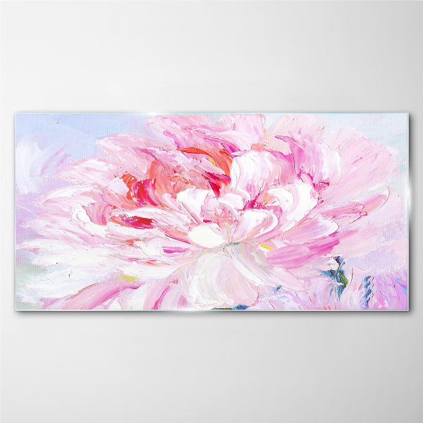 Pink peony with a delicate glow Wall art on glass